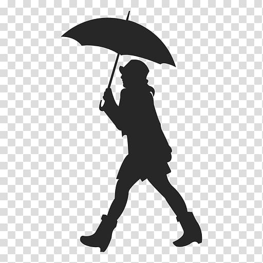 Silhouette Drawing, umbrella girl transparent background PNG clipart