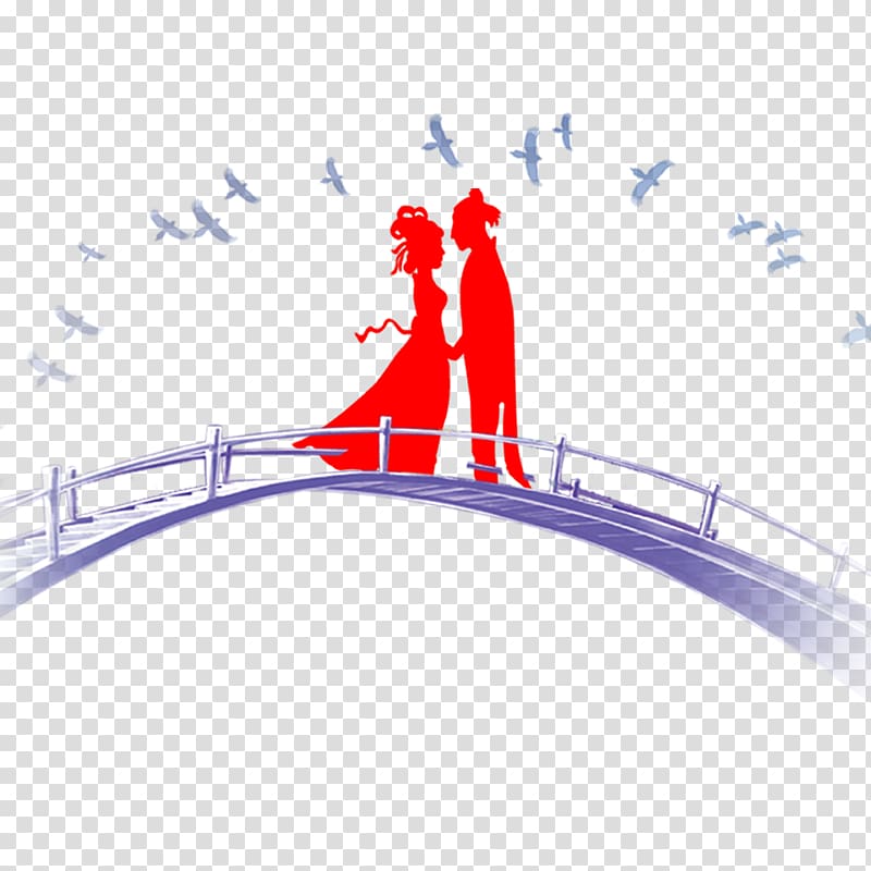 China Han Dynasty Qixi Festival Valentines Day Traditional Chinese holidays, People on the bridge transparent background PNG clipart