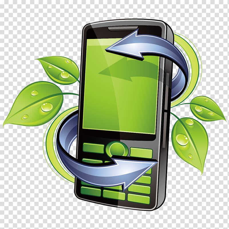 Mobile phone recycling Smartphone ReCellular, Phone and greenery transparent background PNG clipart