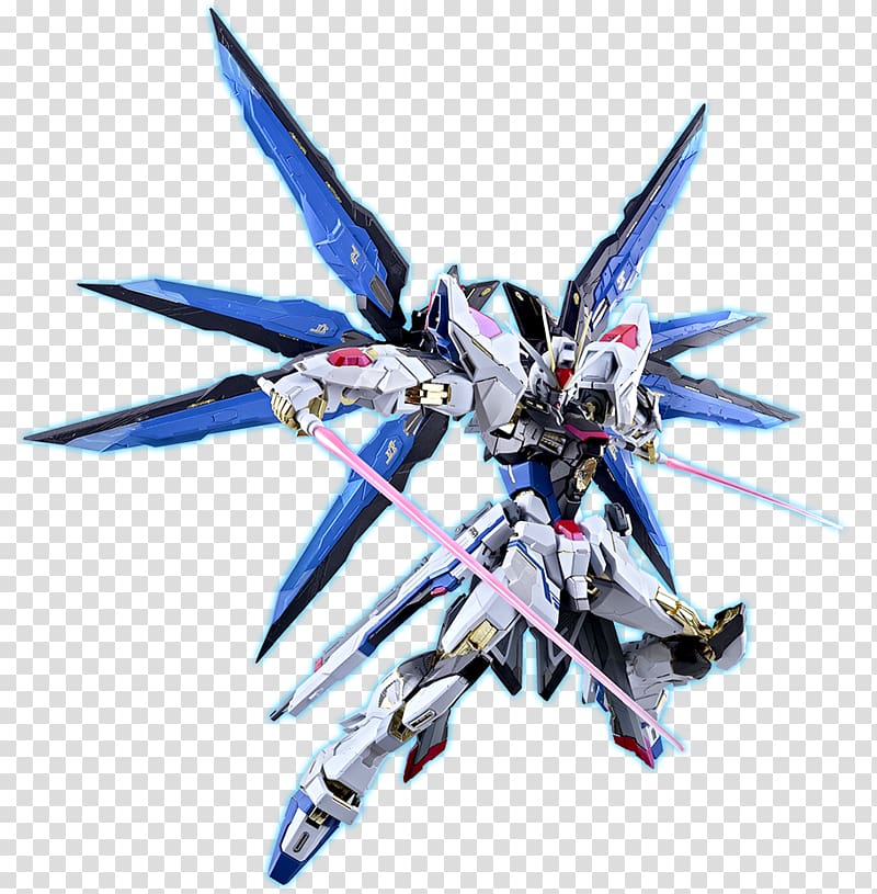 blue and white Gundam Seed , Kira Yamato METAL BUILD ZGMF-X20A Strike Freedom Gundam ZGMF-X10A Freedom Gundam, STRIKE transparent background PNG clipart
