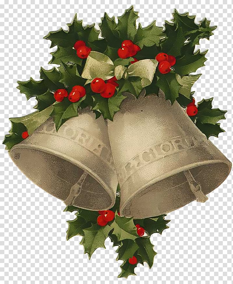 Santa Claus Christmas Jingle bell , vintage card transparent background PNG clipart