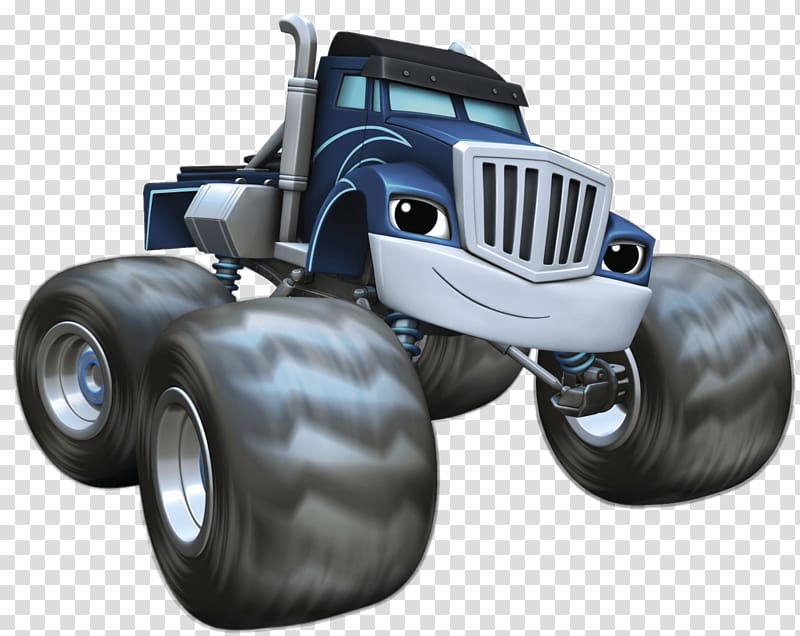 blue and gray monster truck cartoon illustration, Darington Wall decal Sticker Crusher, blaze transparent background PNG clipart