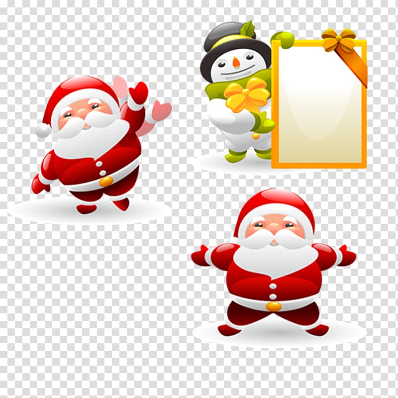 Santa Claus Snowman Christmas , Cartoon Christmas Santa Claus transparent background PNG clipart