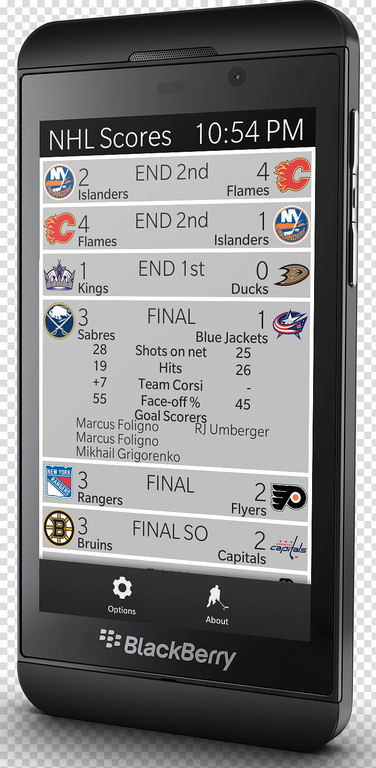 Feature phone Smartphone 2017–18 NHL season BlackBerry Z10, Score Update transparent background PNG clipart