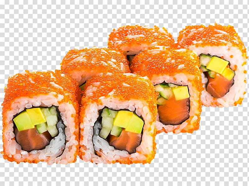 Sushi California roll Smoked salmon Makizushi Pizza, sushi transparent background PNG clipart