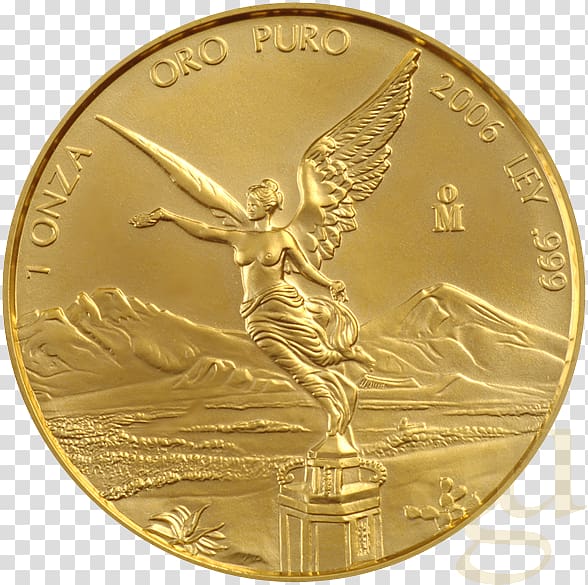 Gold Libertad Bronze medal Coin, gold transparent background PNG clipart