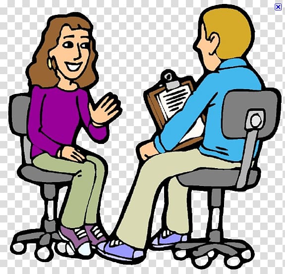 man and woman sitting on rolling chair graphic illustration, Job interview Cartoon , Interview transparent background PNG clipart