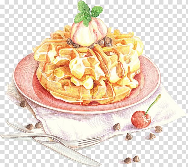 Pancake Waffle Food Watercolor painting, cake transparent background PNG clipart