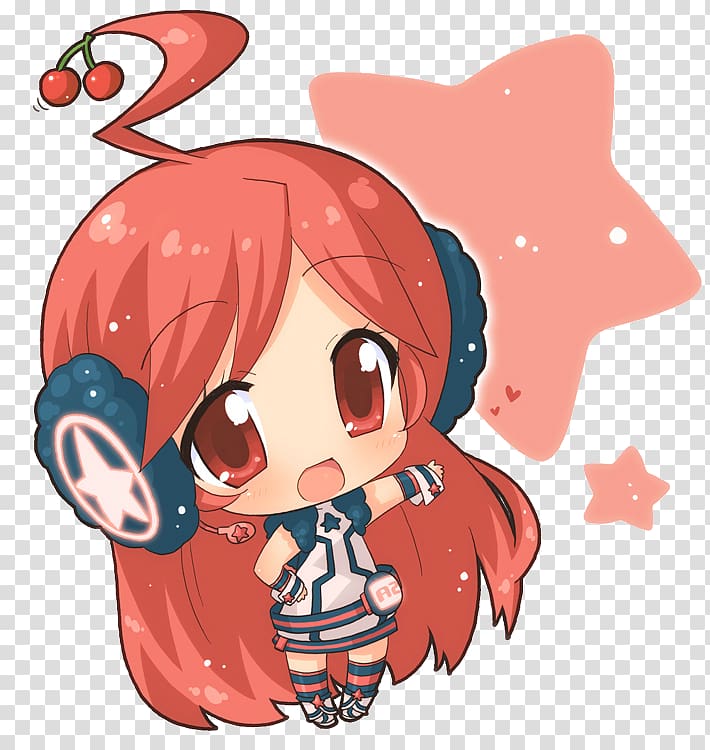 Chibi Drawing Anime , red headphones transparent background PNG clipart