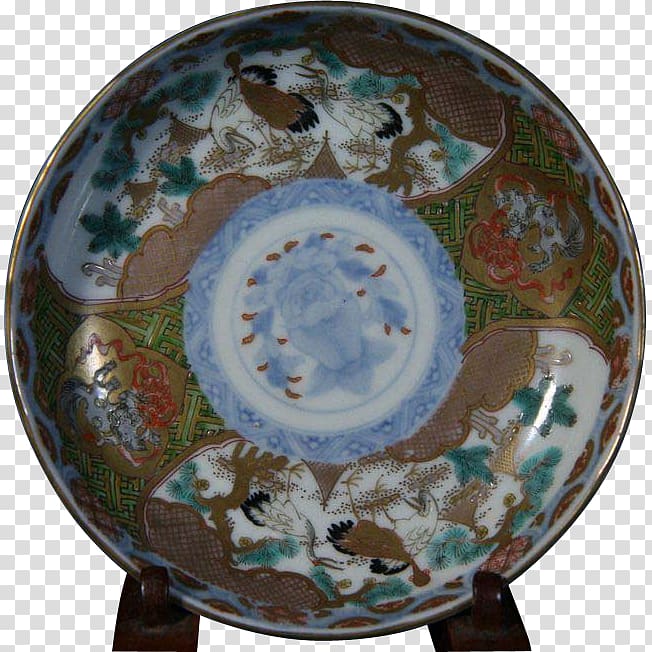 Plate Edo period Blue and white pottery Ceramic Imari ware, japanese Crane transparent background PNG clipart