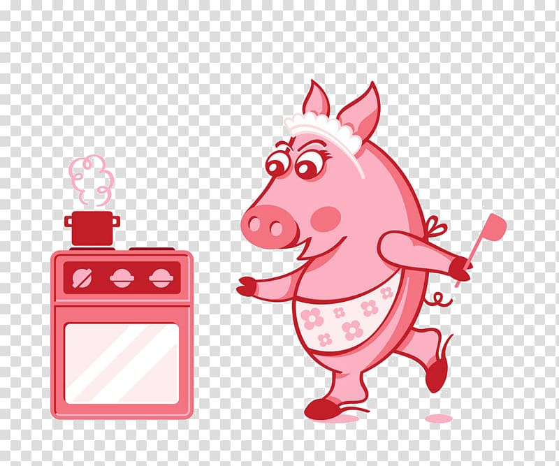 Domestic pig Cooking Chef , Cartoon pig material transparent background PNG clipart