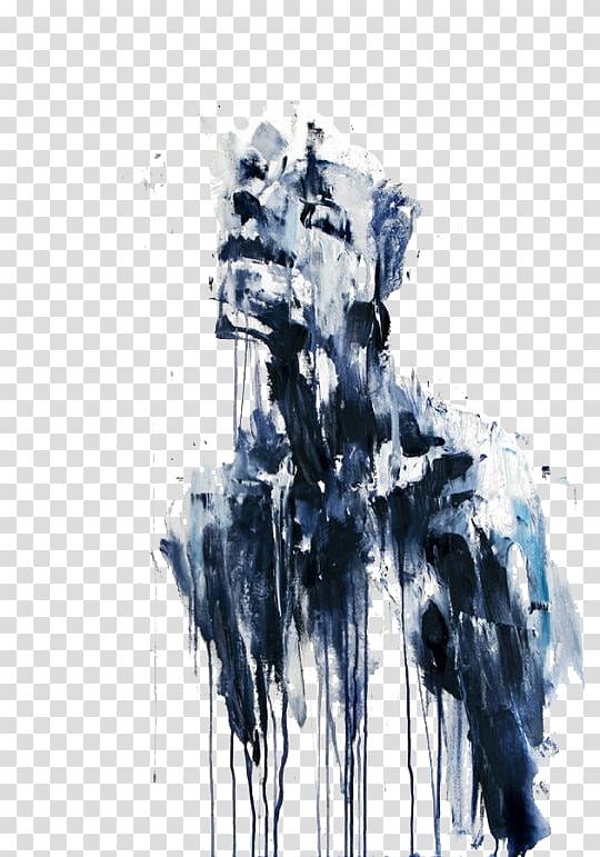 black and gray abstract painting, Watercolor painting Artist Drawing, Color man transparent background PNG clipart