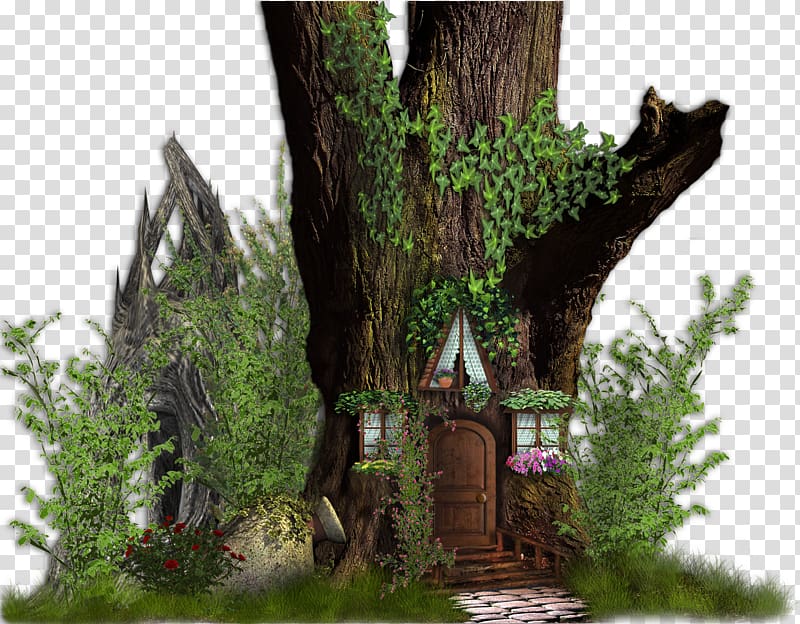 green and brown tree house figure, High-definition television High-definition video House , Mystery House transparent background PNG clipart