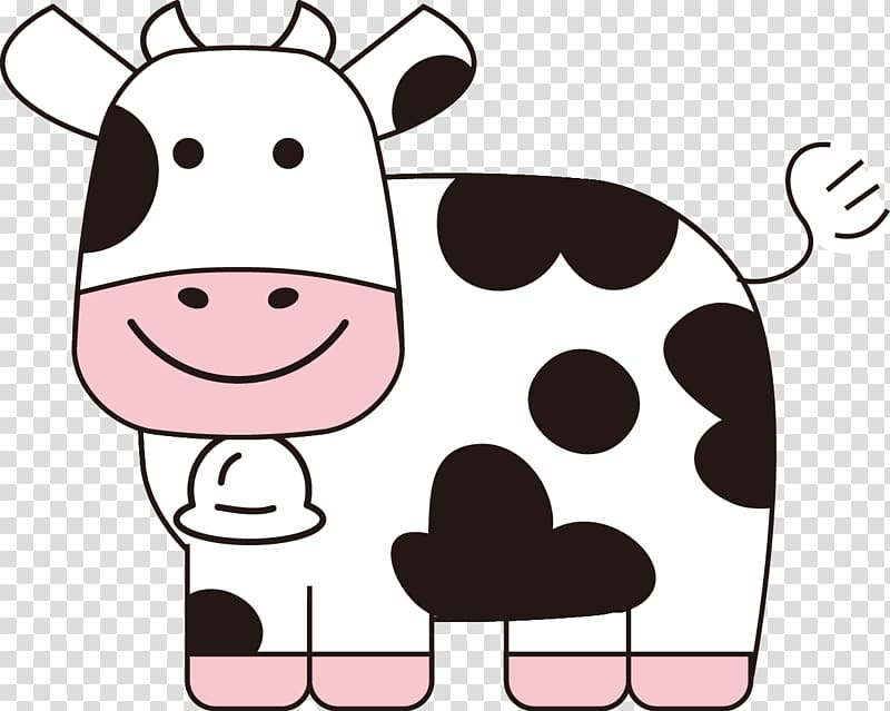 Cartoon Black and white, Cute Cartoon Cow transparent background PNG clipart