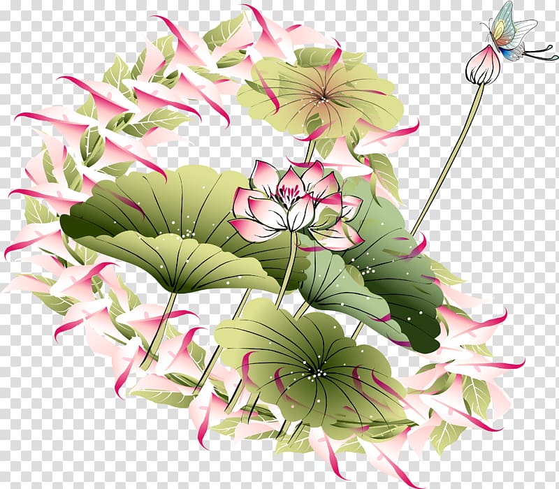Nelumbo nucifera Ink wash painting, Hand painted Horseshoe Lotus lotus decoration transparent background PNG clipart