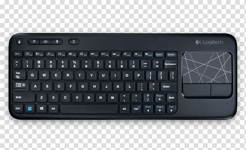 Computer keyboard Computer mouse Logitech K400 Touchpad Logitech Wireless Touch Keyboard K400, Logitech Unifying Receiver transparent background PNG clipart