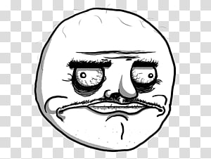 Internet troll Trollface Rage comic Sadness, sad face, face, monochrome,  head png