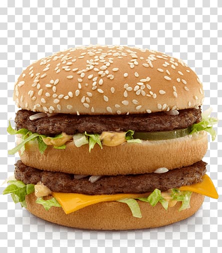 burger, with lettuce, and cheese, McDonald's Big Mac transparent background PNG clipart