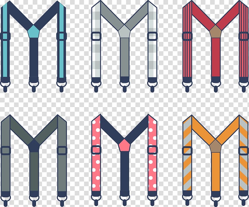 six assorted-color suspenders , Suspenders Belt Fashion accessory, belts transparent background PNG clipart