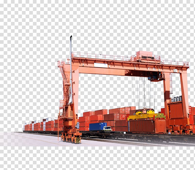 closed intermodal containers, Architectural engineering Freight transport Intermodal container, crane transparent background PNG clipart