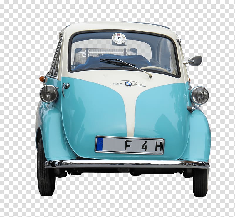 classic blue and white BMW car, Oldtimer Blue BMW transparent background PNG clipart