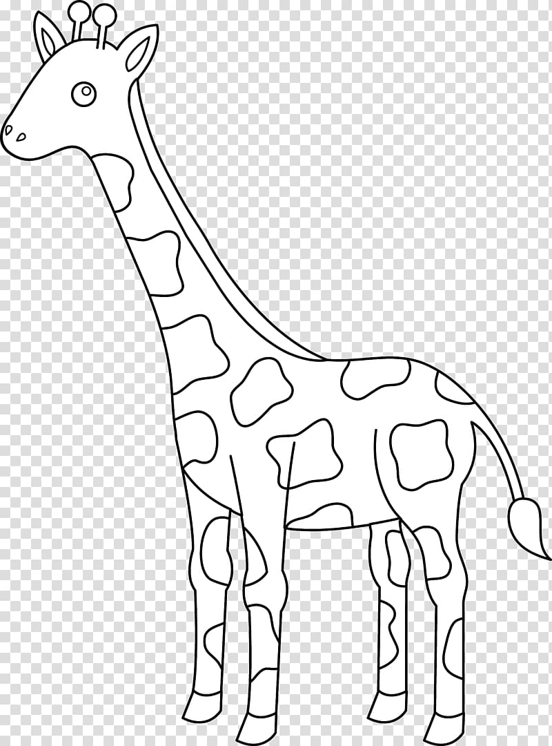 Giraffe Drawing Black and white , Animal Head Outline Giraff transparent background PNG clipart