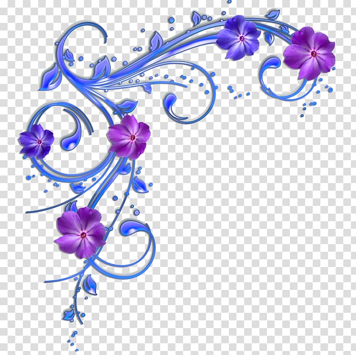 Borders and Frames Blue Purple Flower, purple transparent background PNG clipart