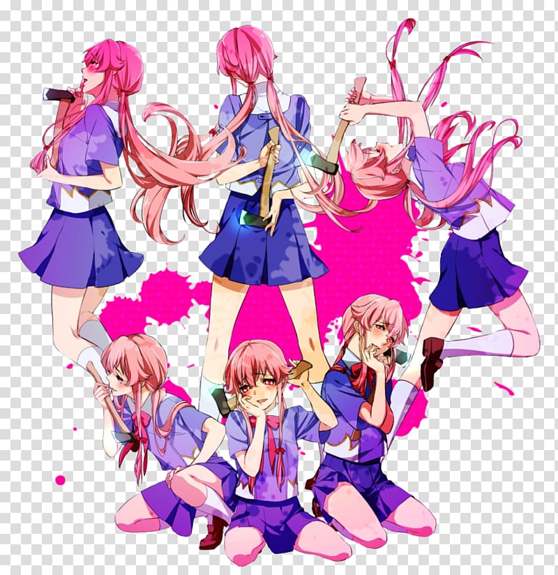 Yuno Gasai Future Diary Mirai Anime, Love Nikki transparent background PNG clipart