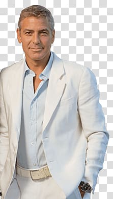 George Clooney, Georges Clooney White Suit transparent background PNG clipart