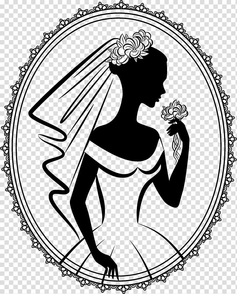 Wedding invitation Bride Silhouette Drawing, bride transparent background PNG clipart