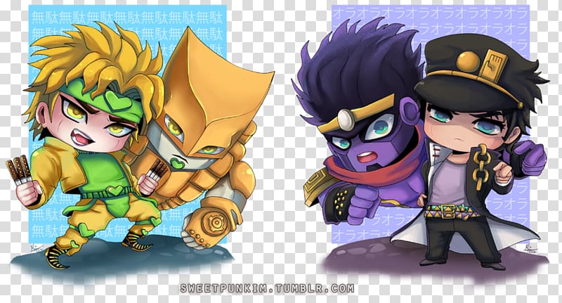 Jotaro Kujo Dio Brando JoJo\'s Bizarre Adventure Chibi Jonathan Joestar, Chibi transparent background PNG clipart