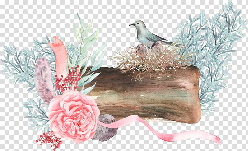 pink bird on log beside pink flower , Pixel, Bird flowers branch transparent background PNG clipart