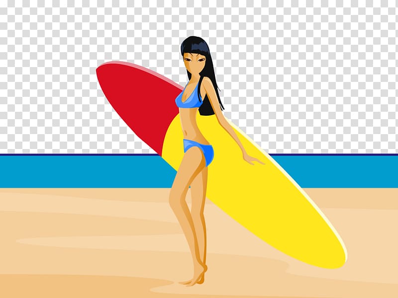 Beach Surfing Cartoon, Beach surfing transparent background PNG clipart