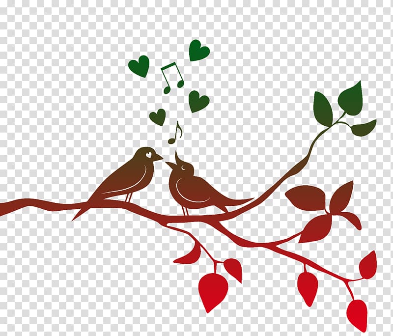 Branch Tree Adhesive Paper Partition wall, A bird in love transparent background PNG clipart