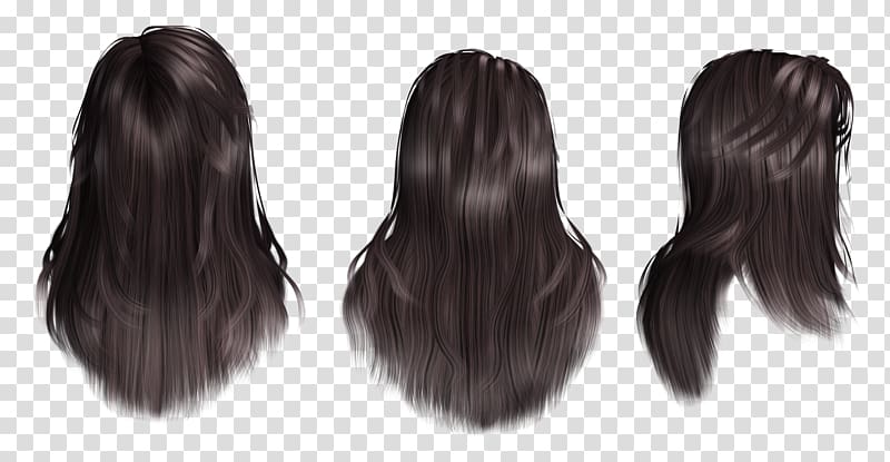 Hairstyle Wig Black hair Long hair, hair transparent background PNG clipart