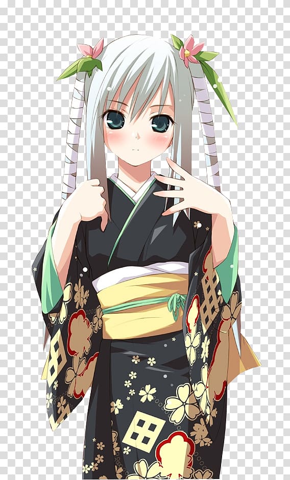Girl in a White Kimono Anime Chibi, Anime transparent background PNG clipart