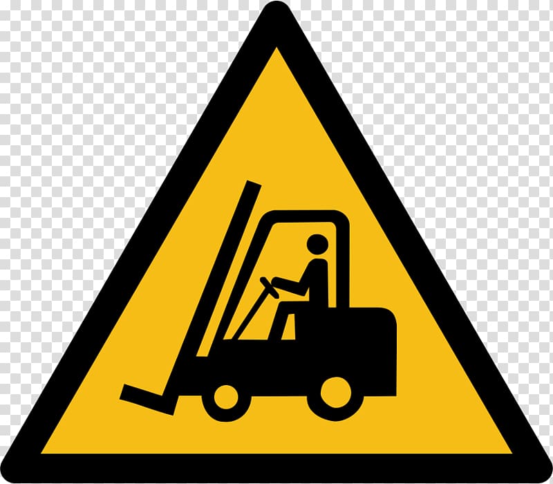 Forklift Warning sign Warehouse Label ISO 7010, warehouse transparent background PNG clipart