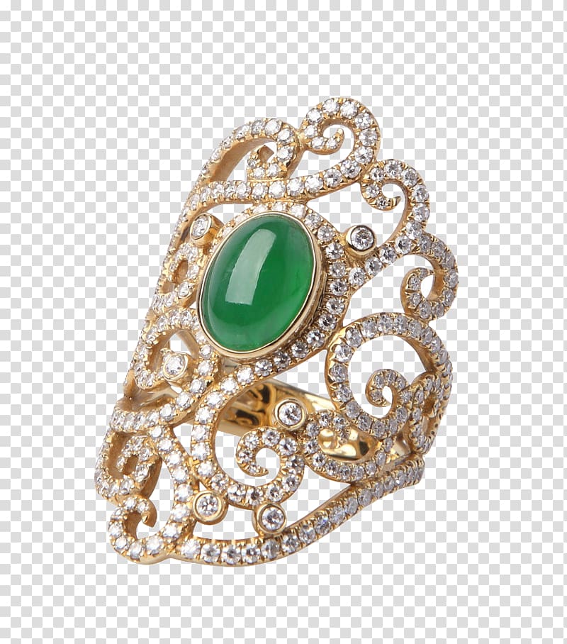 Emerald Ring Jewellery Diamond, Emerald ring transparent background PNG clipart
