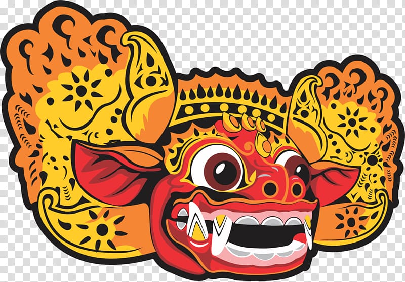 yellow, red, and orange mask , Bali Barong Art, bali transparent background PNG clipart