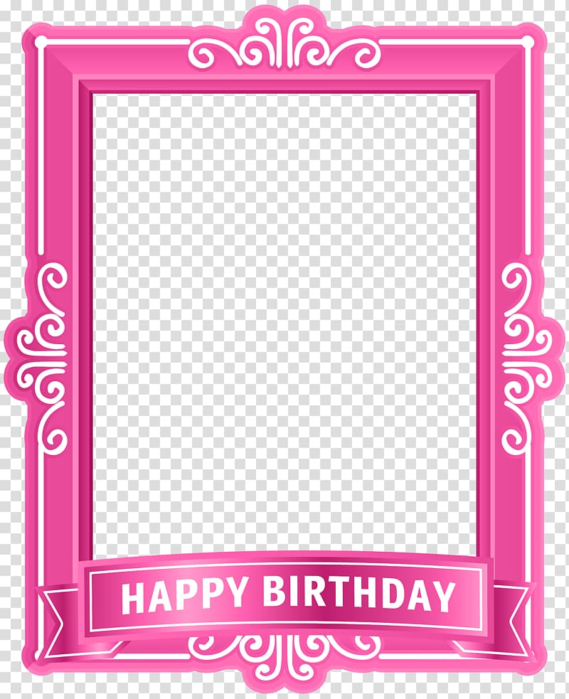 rectangular pink and white floral happy birthday frame illustration, Birthday cake Happy Birthday to You , Happy Birthday Frame Pink transparent background PNG clipart