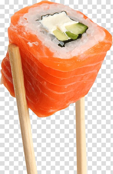 sushi dish, Salmon Roll Sushi On Sticks transparent background PNG clipart
