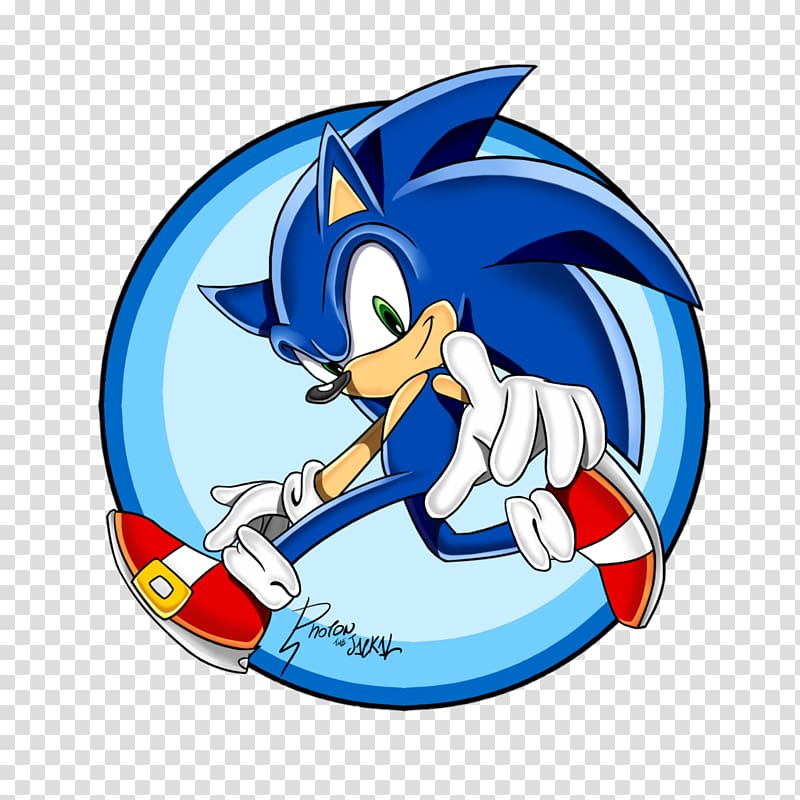 Printed T-shirt Sonic the Hedgehog Crew neck, Sonic transparent background PNG clipart