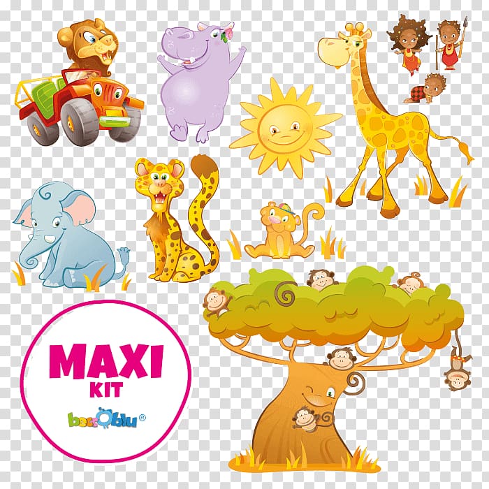 Wall decal African Lion Safari Giraffe Sticker, Safari kids transparent background PNG clipart
