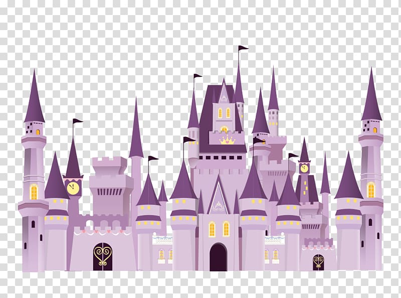 illustration of pink castle, The Walt Disney Company Cartoon, Disney Dream Castle purple transparent background PNG clipart