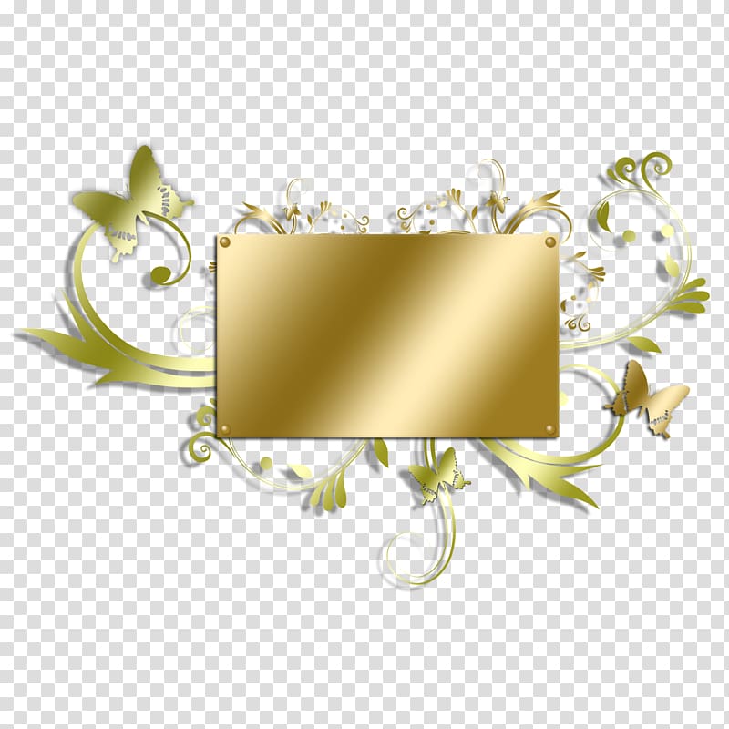 brown butterfly and board illustration, frame Flower Gold, Golden flower frame transparent background PNG clipart