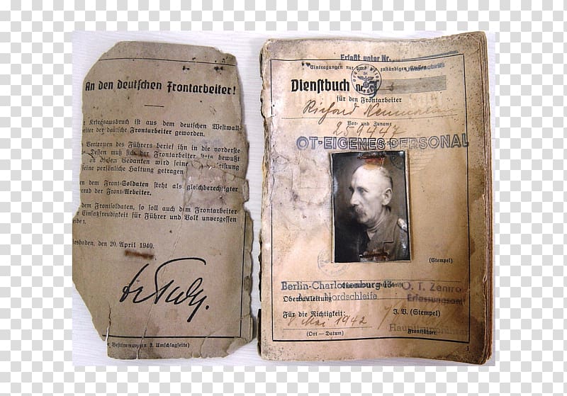 Organisation Todt Organization Passport Second World War Laborer, stamp passport transparent background PNG clipart