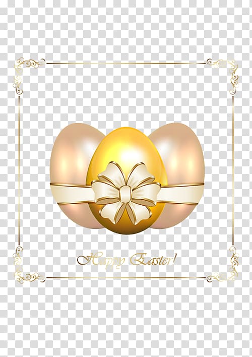 Yellow Font, Easter egg gold bow material transparent background PNG clipart