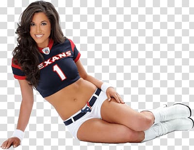 woman's black-and-white Houston Texans cheerleader jersey, Texans Cheerleader transparent background PNG clipart