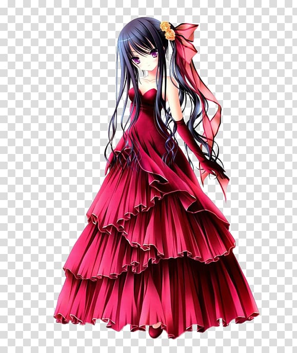 Anime Dress Black hair, Anime transparent background PNG clipart