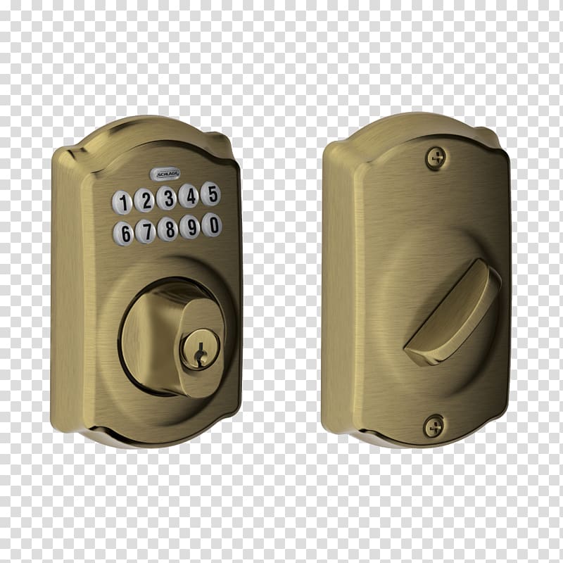 Dead bolt Schlage Lock Keypad Door, single cylinder transparent background PNG clipart